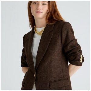 BNWT J Crew Willa brown herringbone blazer 0